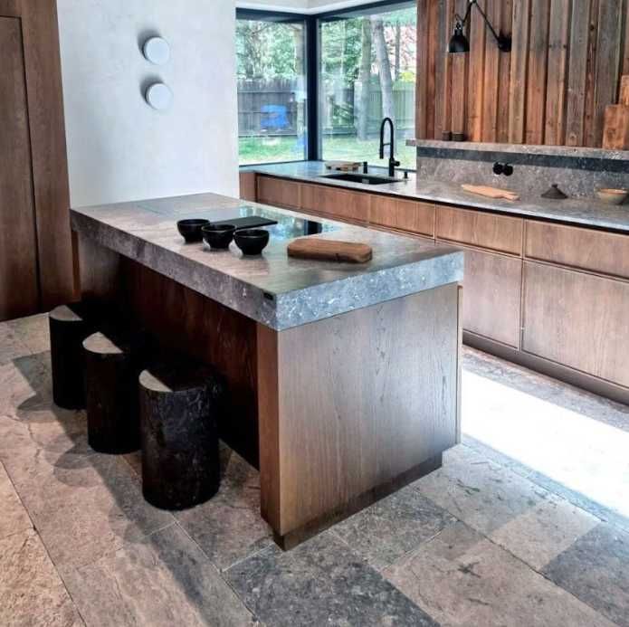 Trawertyn, komplet rzymski, płytki, stopnie, podłoga, ściana, taras