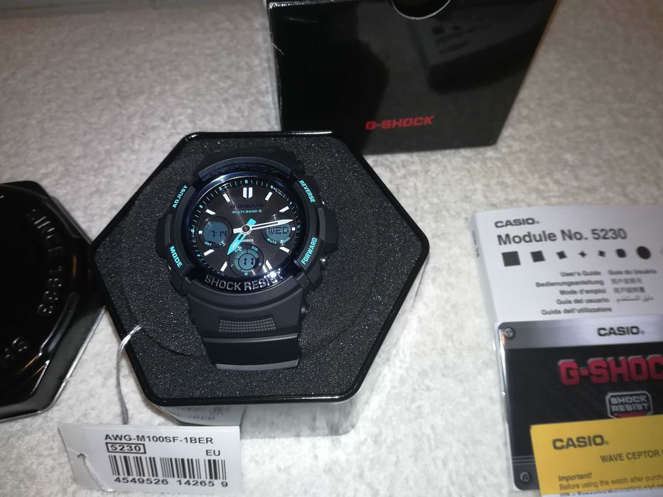 casio g-shock awg-m100sf-1ber solar (relógio)