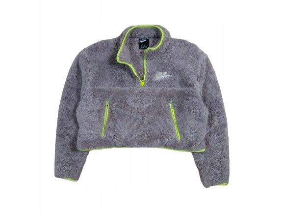 NIKE Bluza Sherpa Miś Crop Top Damska Half Zip r. M