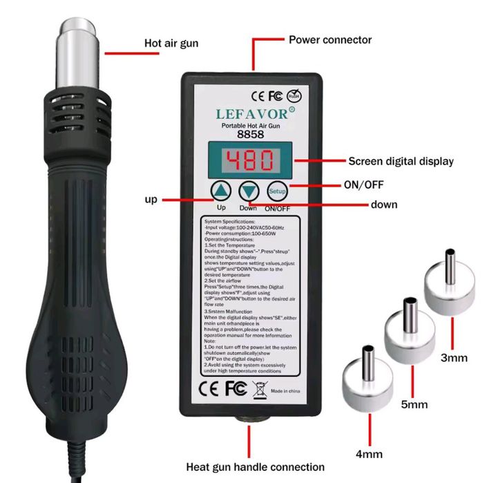 Термофен з паяльником. Паяльна станція. Паяльная станция.