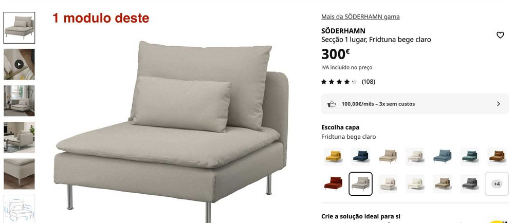 Sofá modular Soderhamn ikea