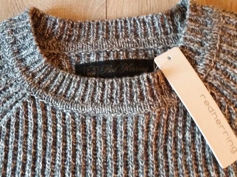 nowy sweter męski szary melanż rozmiar M wełna