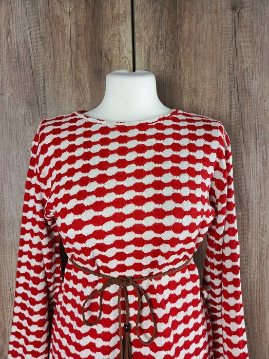 Zara sukienka damska mini w kratkę czerwona retro casual 38 M