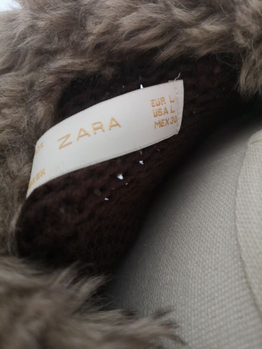 Brązowy ocieplacz ZARA futerko sweter knit h 40 L kożuszek