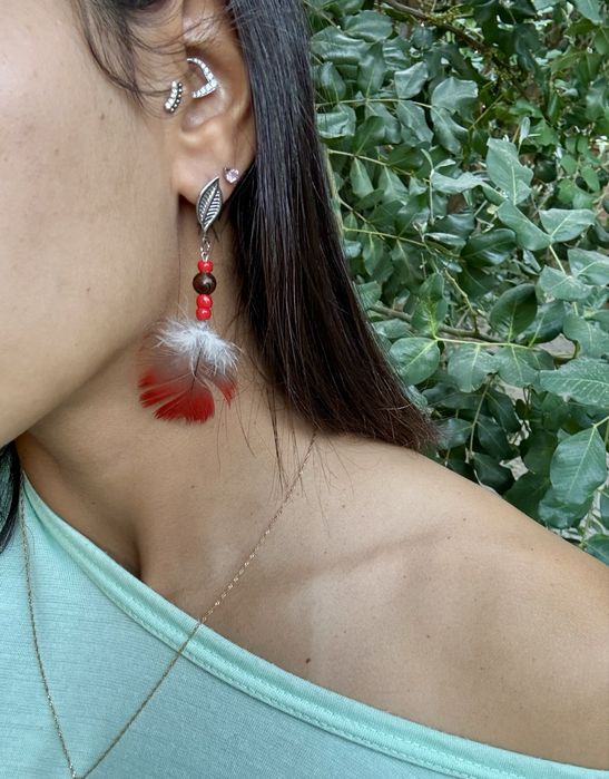 Brincos de pena varias cores