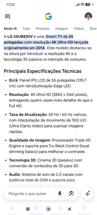 Smart TV LG55UB830V