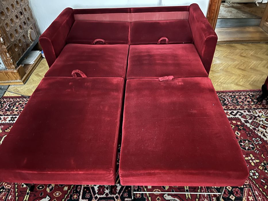 Kanapa w kolorze czerwonym + fotel
