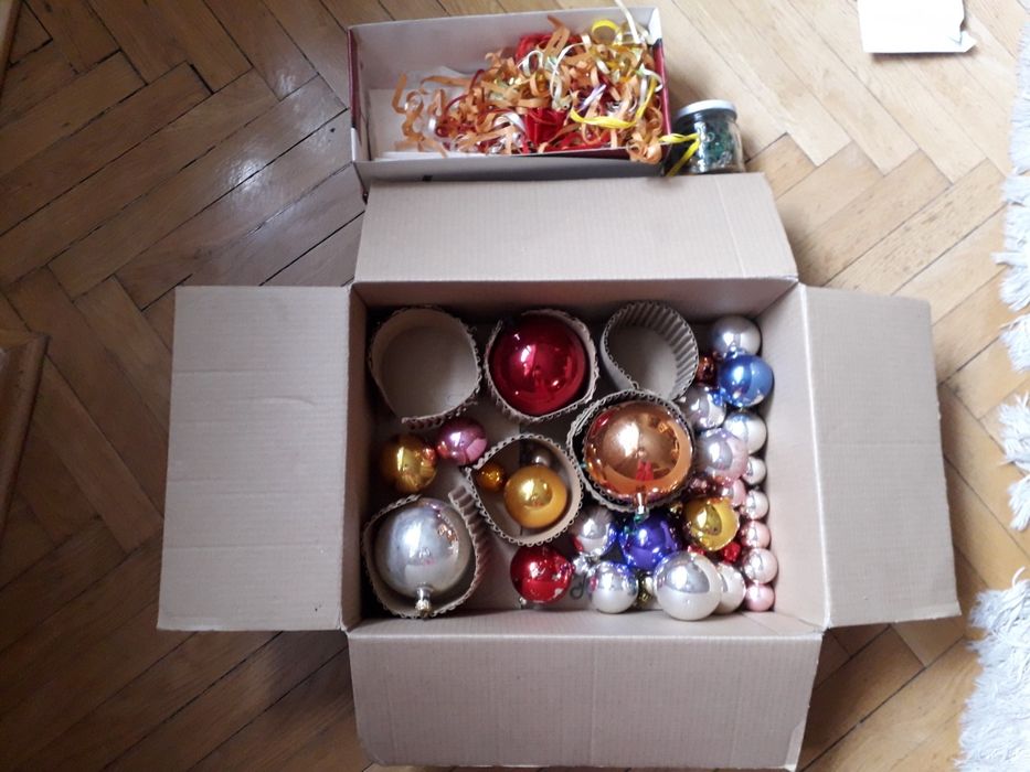 Zestaw - Bańki bombki chinkowe z PRL szklane vintage