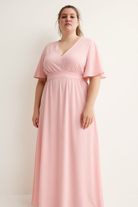 Рожева літня, коктейльна сукня, довга, 4xl, 5xl