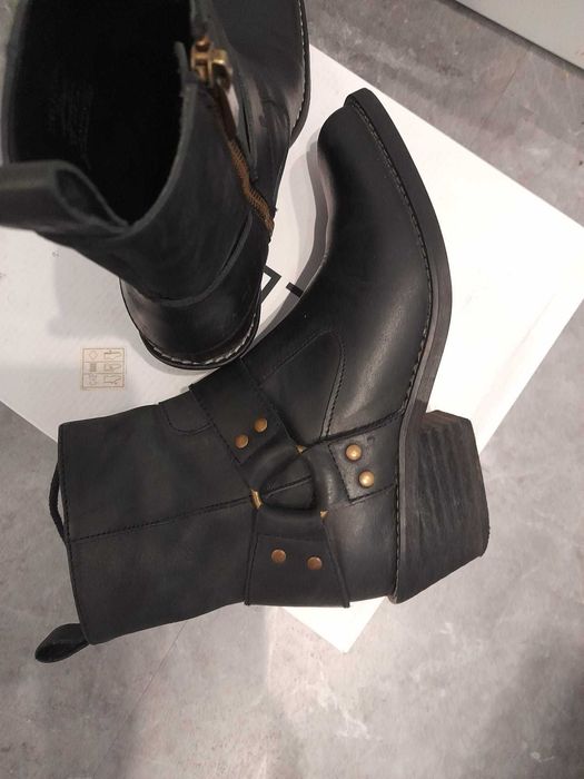 botki kowbojki skóra naturalna