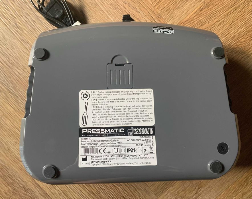 Pressmatic PM-6000D do presoterapii drenażu limfatycznego + mankiety