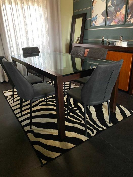 Mesa de Jantar Design | Madeira Maciça + Vidro Temperado | 180x100 | 270€