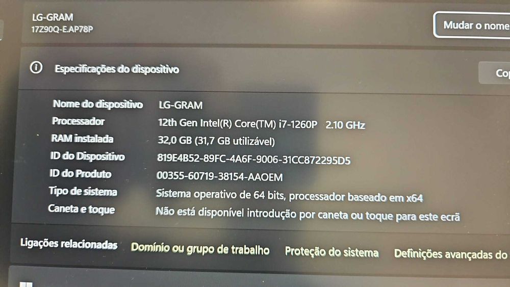 LG Gram 17" — i7 | 32GB RAM | 1TB SSD | placa gráfica RTX 2050,  apenas 1,35kg