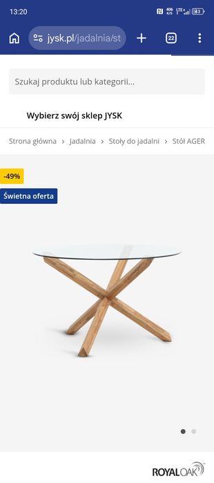 Stół Jysk 120cm srednica