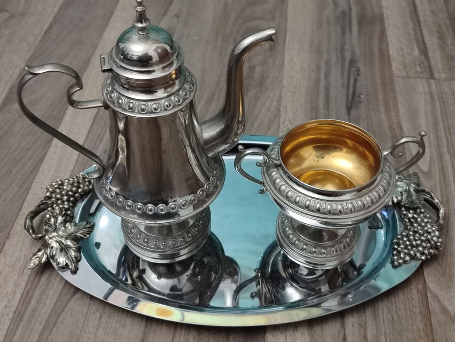 Швеція Чайний сет вінтаж Art Nouveau, ваза чайник метал