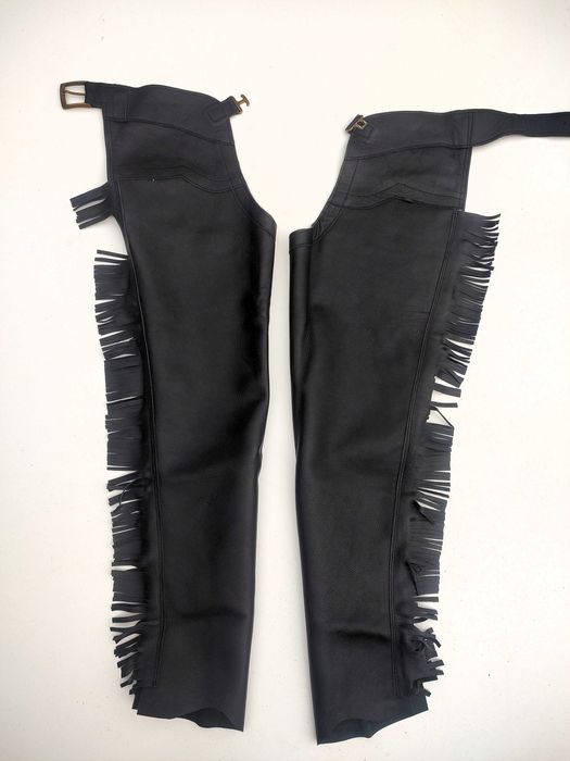 Czapsy westernowe – nowe, skóra licowa, czarne S