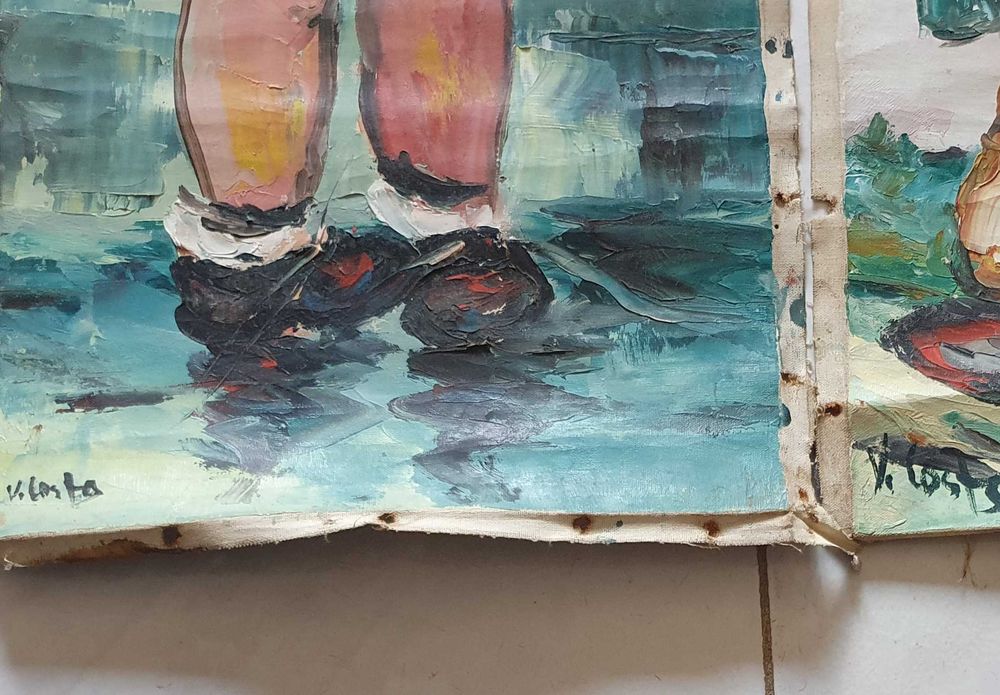 Dois Óleos sobre tela, originais V. Costa, Anos 60