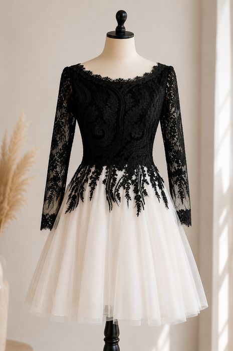 Elegancka sukienka koronka + tiul | XS/S | szyta na miarę
