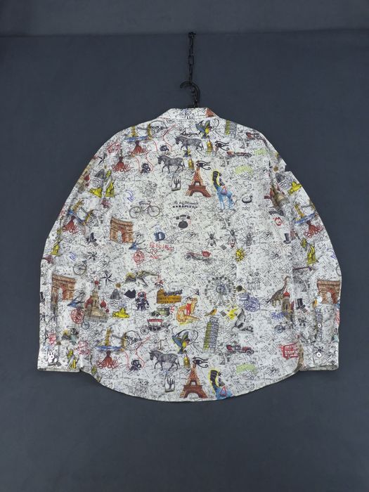 Desigual koszula wzorzysta print mapa grafika slim XL monogram