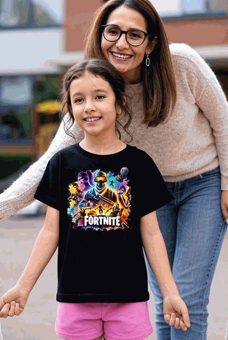Koszulka dziecięca czarna Fortnite Skin postać Gry prezent święta 152