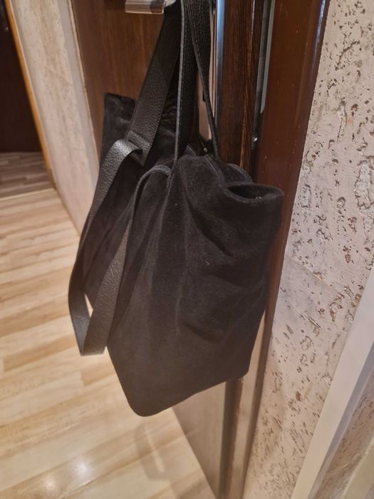 Torebka  torba czarna  skóra  naturalna