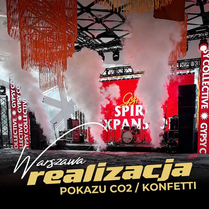 Wynajem wyrzutnia konfetti CO2, ognie sceniczne, efekty sceniczne |  Pokazy laserów Lasery Wynajem wyrzutnie co2 iskier