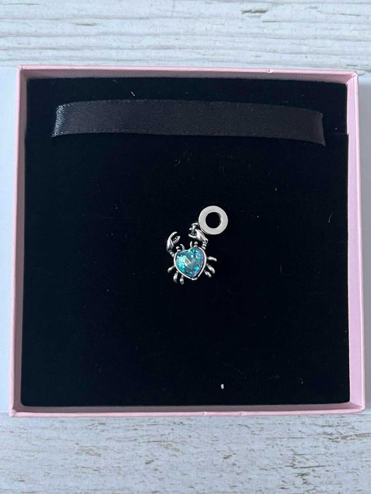 Charms srebrny na bransoletki Pandora krab z kryształem zawieszka