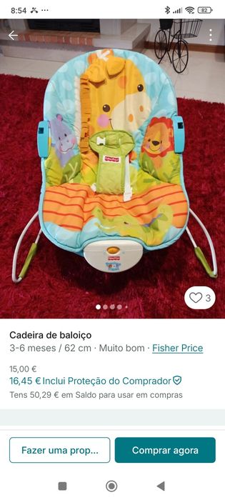 Cadeira baloiço bebe fisher price