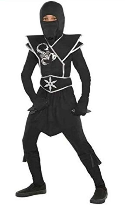 Strój Black NINJA SKORPION GWIAZDA mięśnie 110/122+Nunchaku