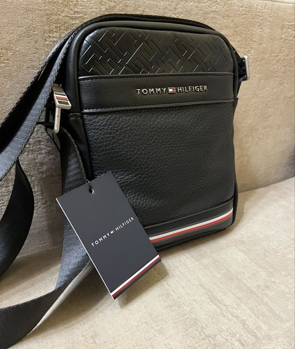 Чоловіча сумка Tommy Hilfiger чорна через плече | стильна месенджер | нова