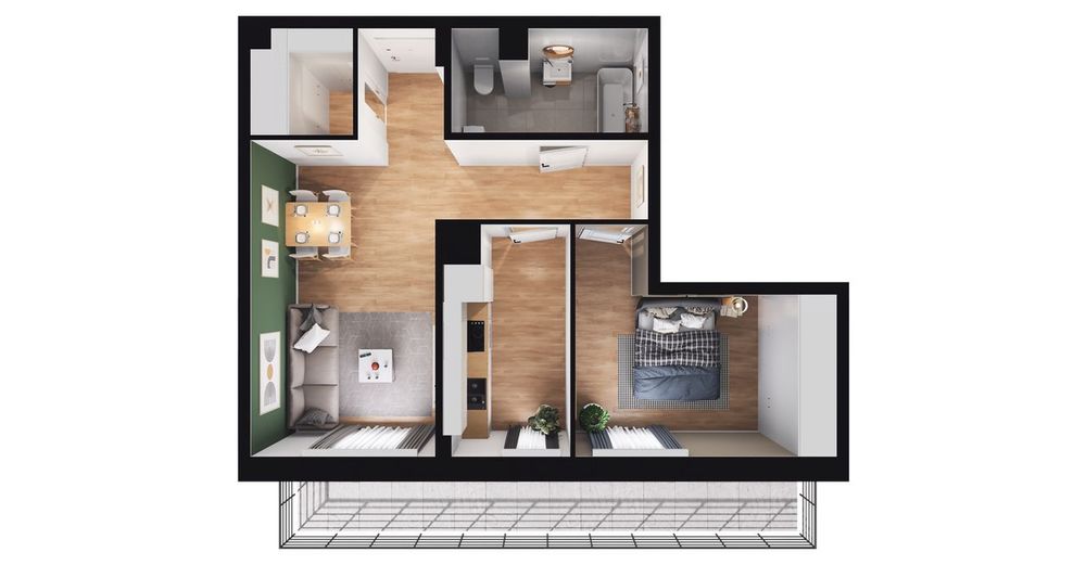 2-pokojowe mieszkanie 47m2 + balkon Bezpośrednio