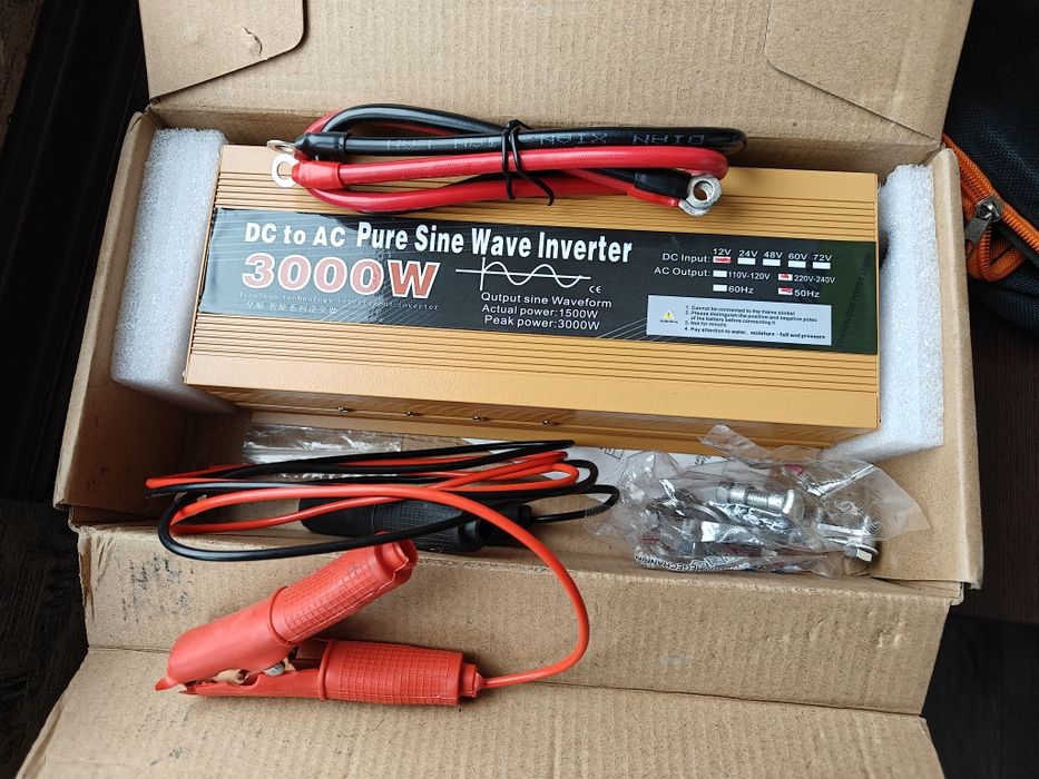 Інвертор 12-220V 3000W Чистий Синус (Перетворювач напруги для котла)