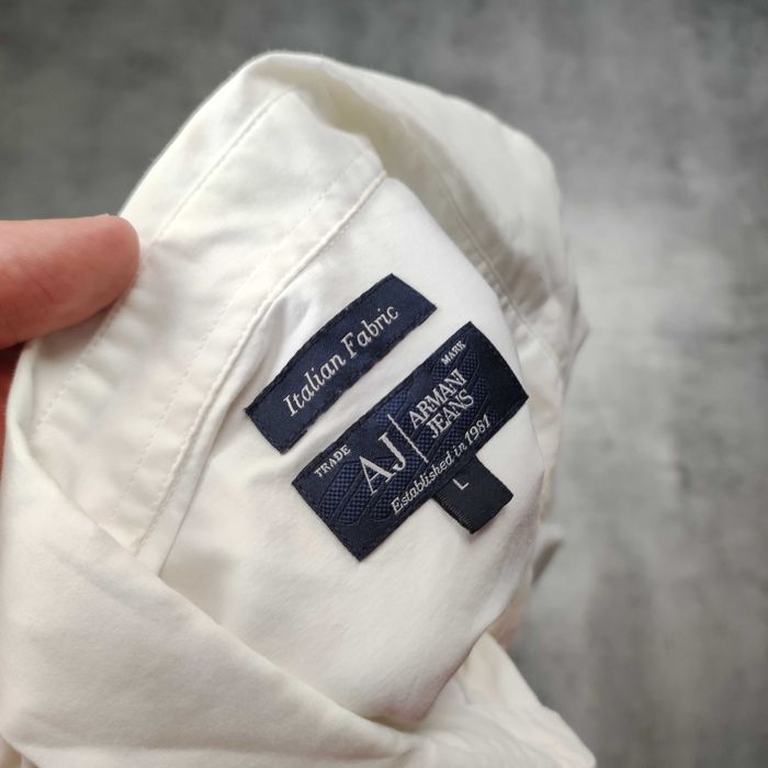 MĘSKA Elegancka Koszula Krótki Rękaw Biała Emporio Armani Jeans Haft