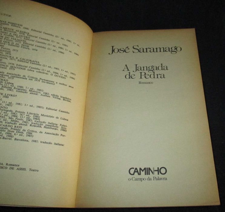 Livro A Jangada de Pedra José Saramago 1ª edição 1986