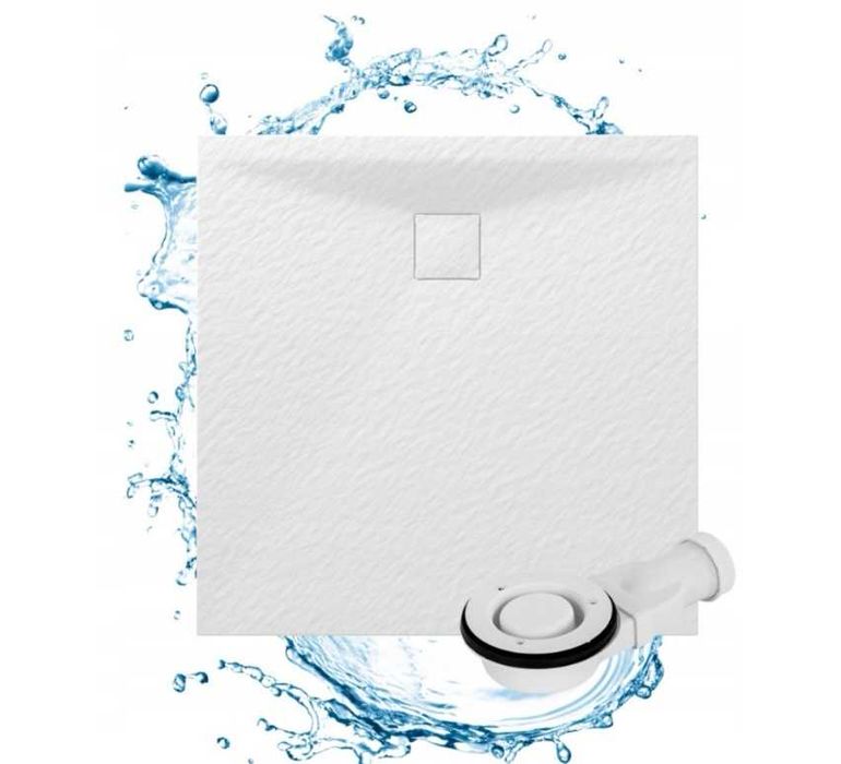 Brodzik prysznicowy kwadratowy 90cmx90cm biały kompozyt kamienny teja