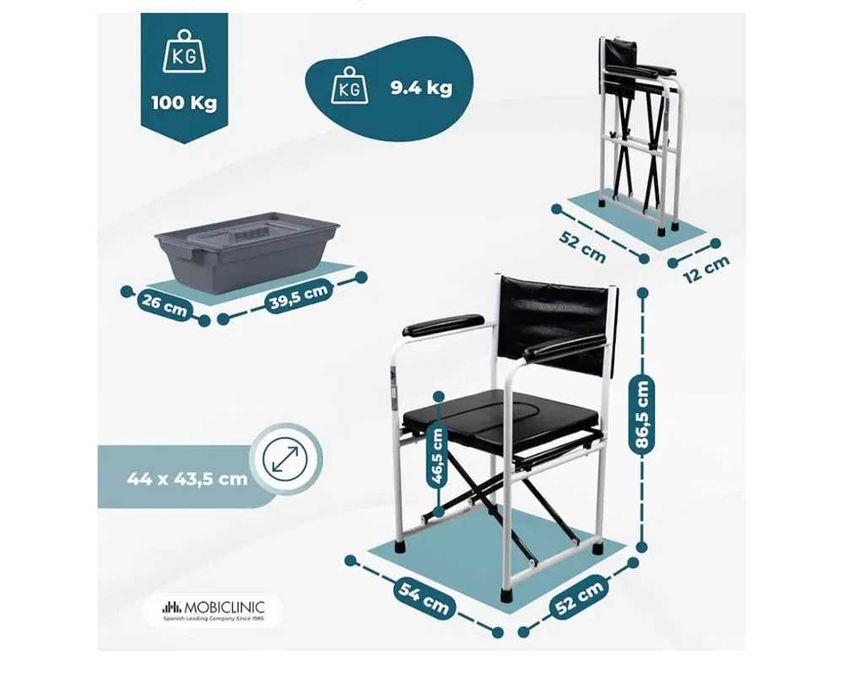 Mobiclinic Krzesło Toaletowe Składane Ebro
