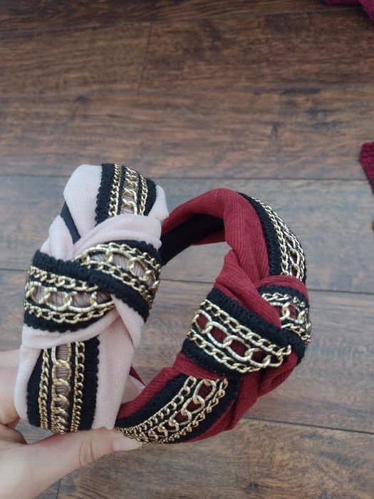 Opaska do włosów pudrowy róż NOWA