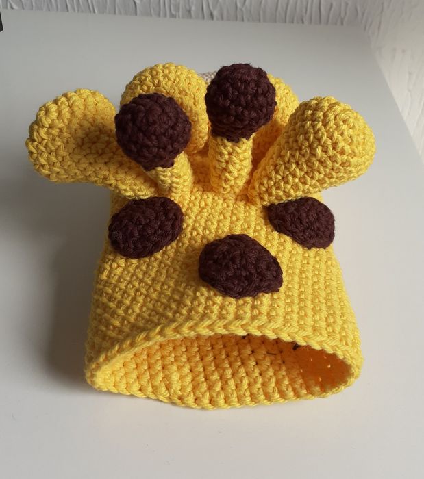 Fantoche de mão girafa, em crochet