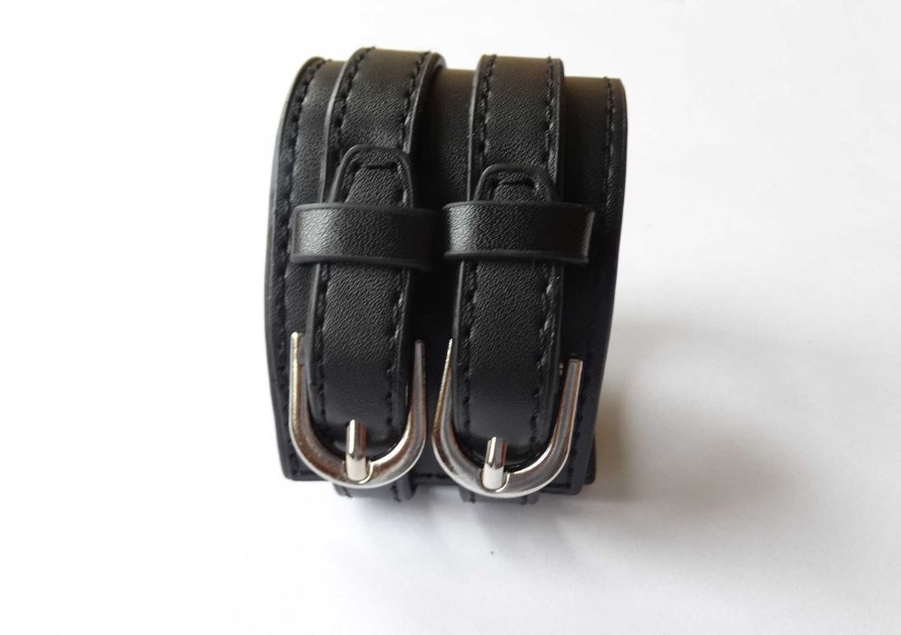 Bransoletka damska czarna skórzana modna męska