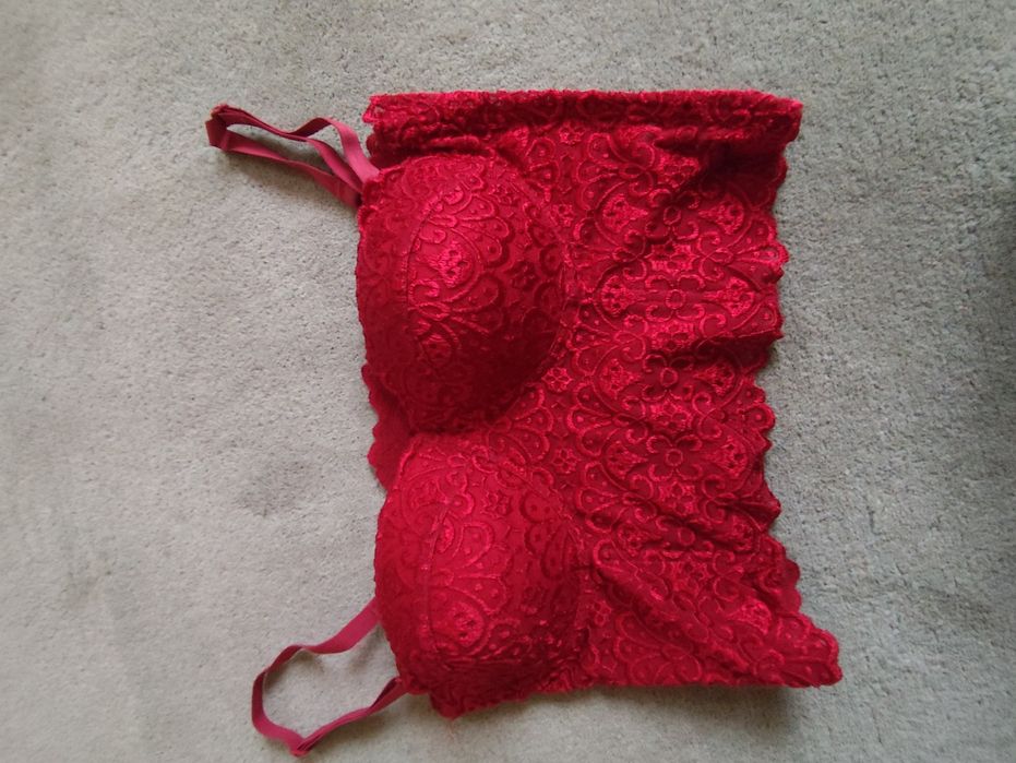 Bordowy biustonosz z gorsetem 75C