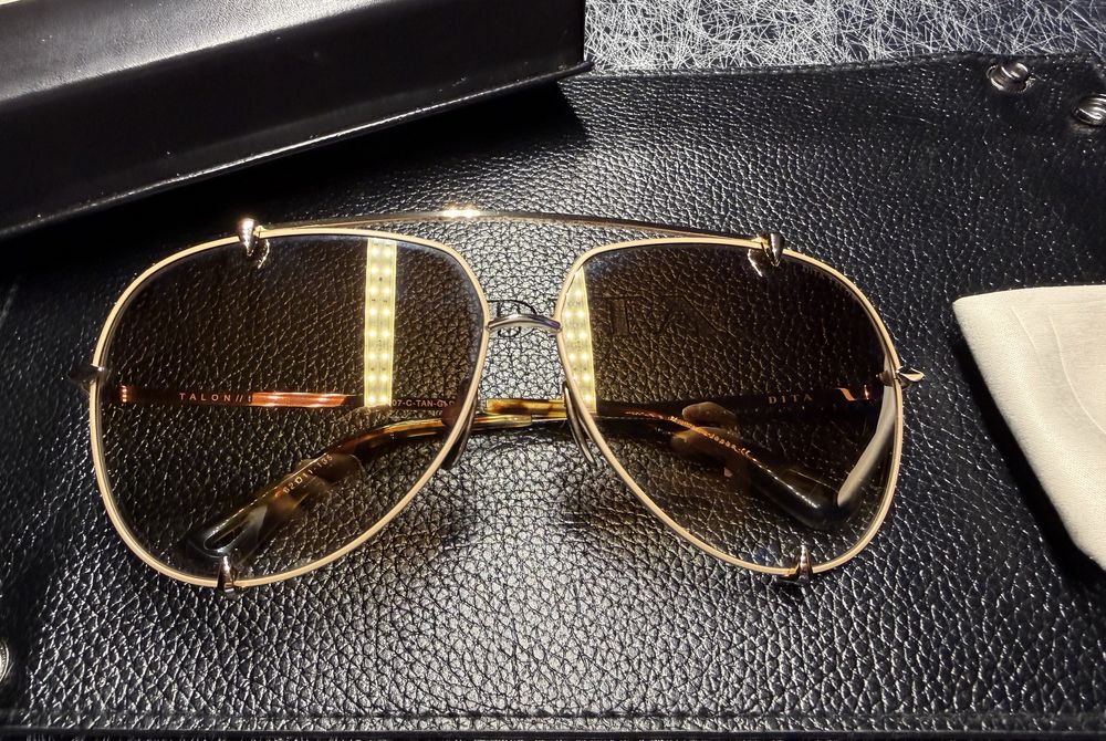 Okulary DITA Talon złote brazowe szkła cartier