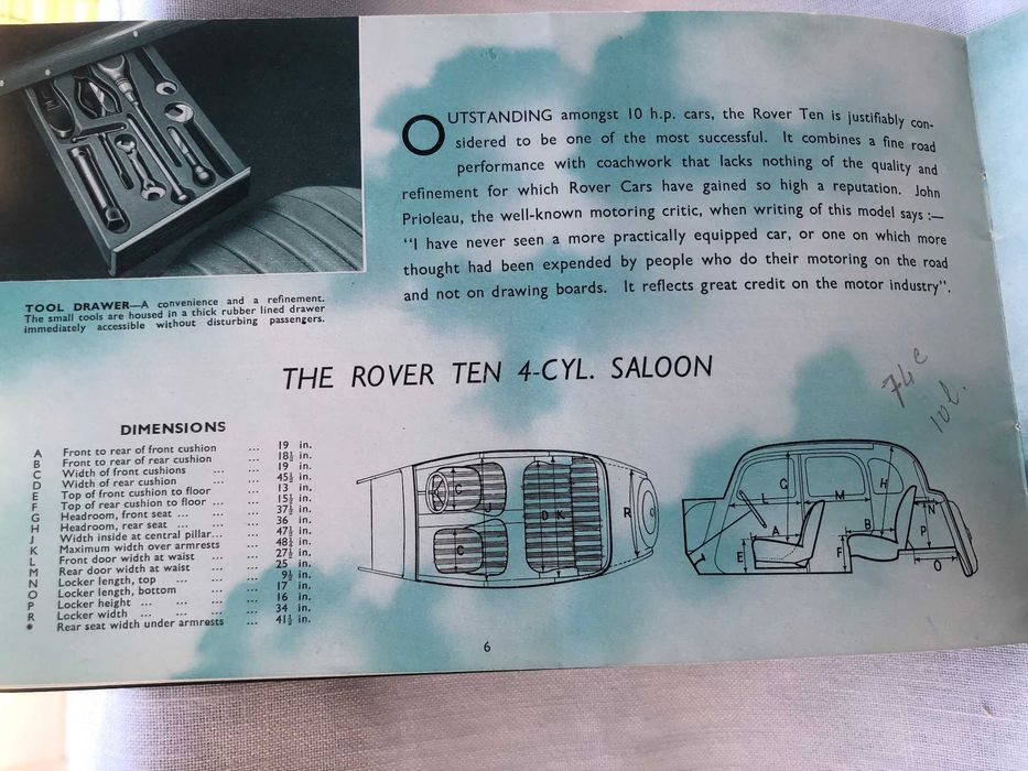 Rover Brochure - Sports Saloon 1947