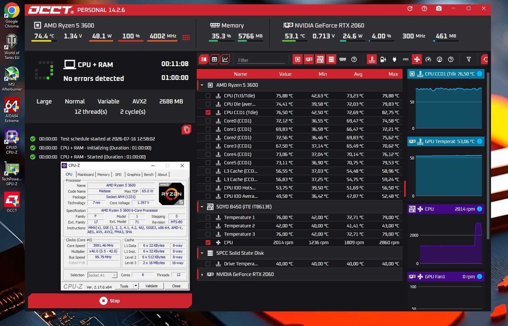 Ryzen 5 3600+ RTX2060+ B450+ 16gb DDR4 игровой компьютер AMD s-AM4 Samsung