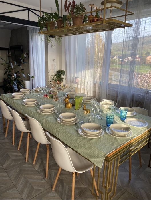 Stół duzy do jadalni 10 osob stalowy art deco