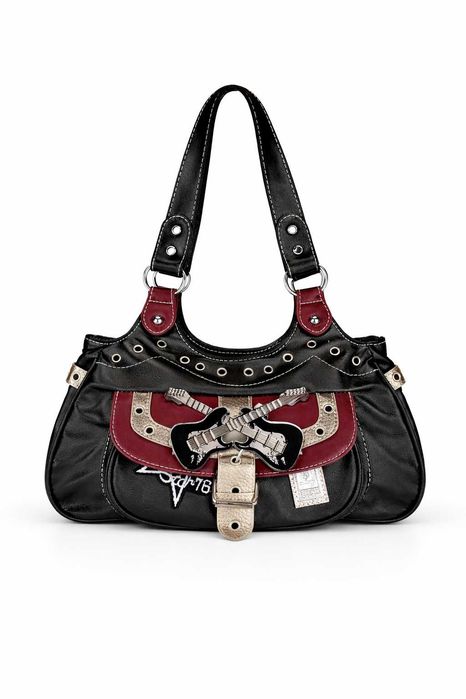 Czarna Torebka Damska z Metalowymi Zdobieniami + Bransoletka GRATIS