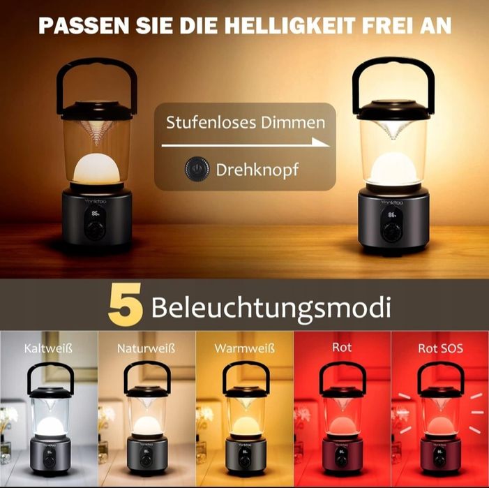 Latarnia Kempingowa Profesjonalna 10400mAh Powerbank 5 Trybów 60 Diod