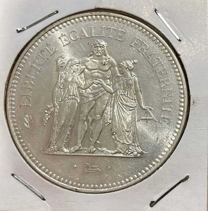 Moeda Prata 50 Francos, Hércules, 1978