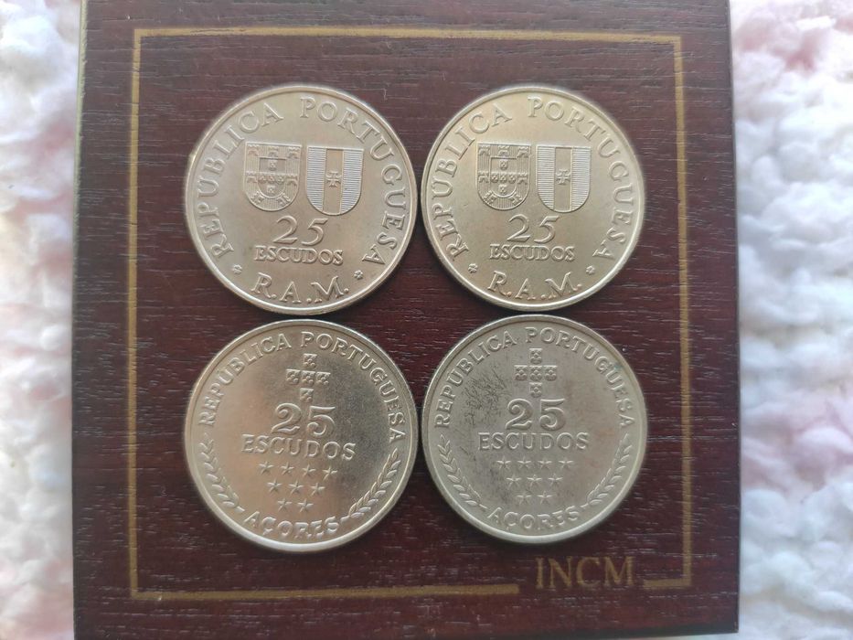 Conjunto de 4 moedas 25$ Açores + Madeira