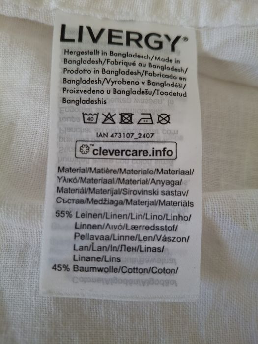 Koszula męska biała lniana L/41-42