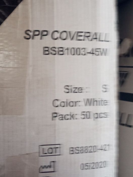 Fatos de proteção TNT caixa de 50 unidades